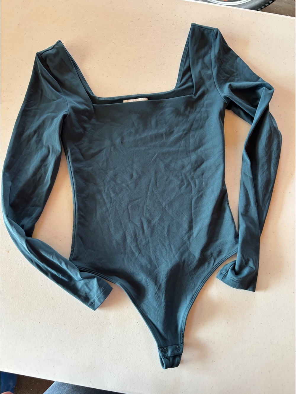 Aritzia Babaton Contour square neck teal bodysuit Small